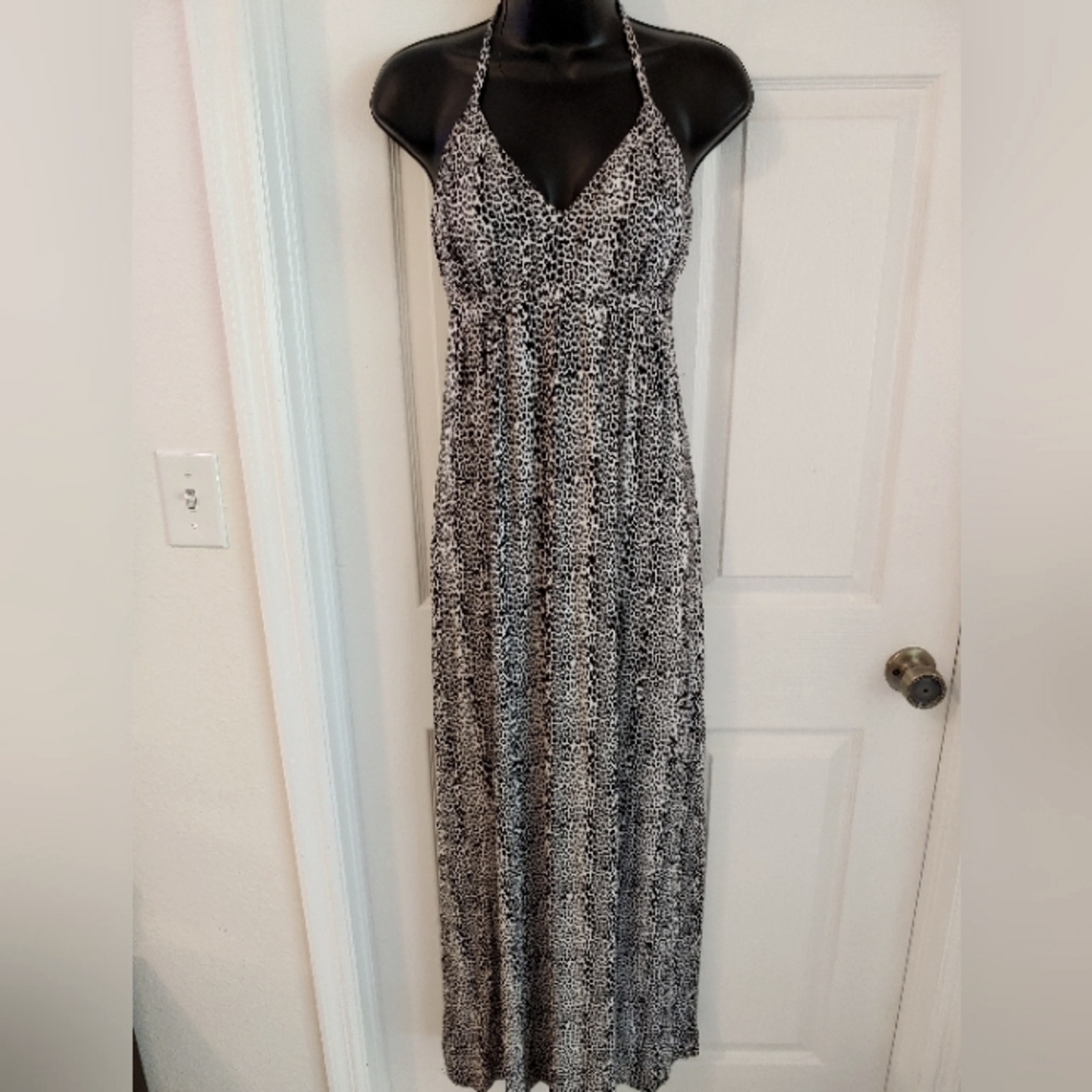 Express Cheetah Print Black & White Women's Cute Fun Summer Maxi Dress, Size Med